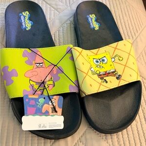 Sponge Bob Square Pants adult Sandals bundled with Pink Sandals. NWT